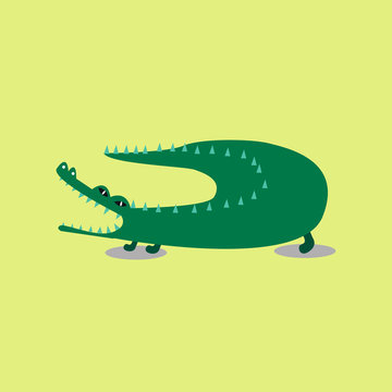 Cute wild crocodile cartoon illustration
