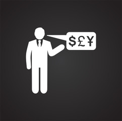 Businessman icon on black background for graphic and web design, Modern simple vector sign. Internet concept. Trendy symbol for website design web button or mobile app