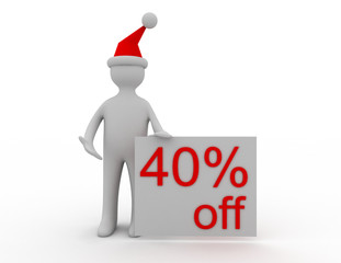 3d Christmas sales concept 40% off