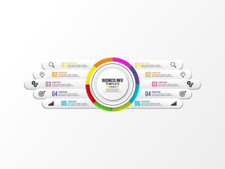 Fototapeta na wymiar Business Infographics Element Vector Design Template. Data Visualization Timeline with circles, steps, number options most useful can be used for workflow layout, presentation, diagram, annual reports