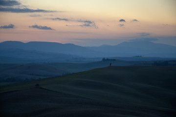 Lever de soleil sur le val d'Orcia
