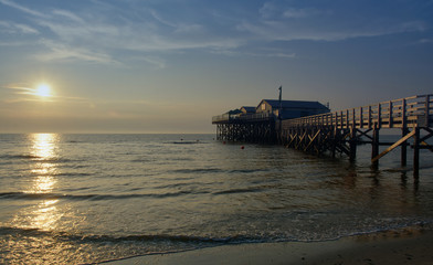 Abend am Strand von Sankt Peter-Ording an der Nordsee,Nordfriesland,Schleswig-Holstein,Deutschland