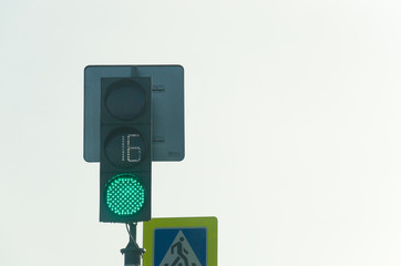 The traffic light is green.