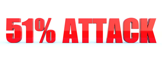 51% attack on blockchain - red text on white wide banner