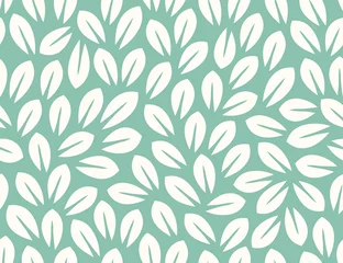 No drill roller blinds Turquoise Leaves Pattern. Endless Background. Seamless