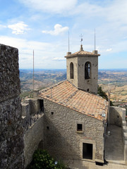 View from the tower of Guaita on the inner chapel,  Republic of San Marino, Italy