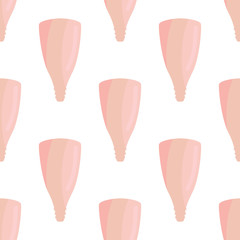 Menstrual cup seamless pattern in flat style
