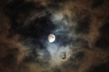 The cloudy moon