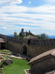 View of the tower of La Cesta from the  courtyard of the fortress of Guaita,  Republic of San Marino, Italy