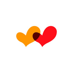 Hearts icon yellow and red on white