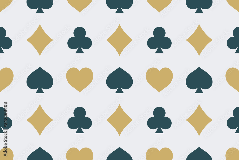Poster seamless pattern with card suits. isolated on gray backgrounds