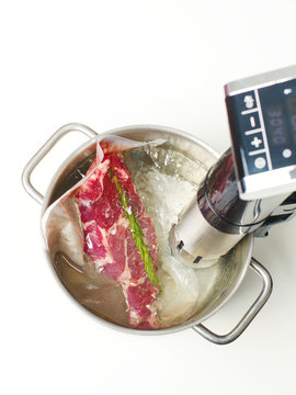Sous vide meat in vacuum 
