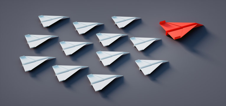 Papierflieger Formation Rot