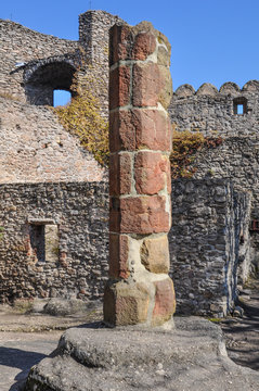 A stone pillory at the Chojnik castle in the Giant Mountains, Jelenia G&oacute;ra, Poland