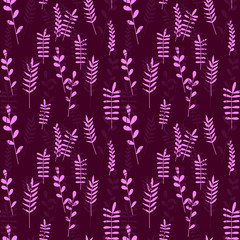 Seamless pattern jungle foliage plants and foliage cute seamless pattern. Vector outline leaves