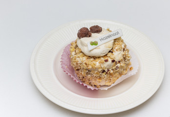 Round piece of hazelnut pie