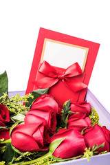 Greeting card with red rose / valentine still life