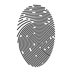 Outline fingerprint flat vector icon. Identification of person.