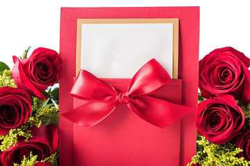 Greeting card with red rose / valentine still life