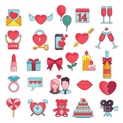 Collection of Valentine's Day icons for printables and recipes