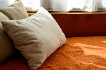 close up pillows lying in livingroom
