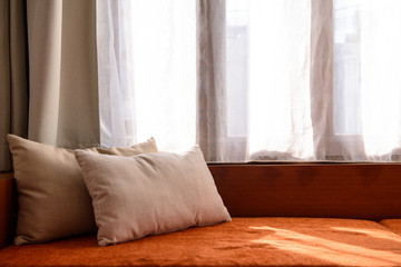 close up pillows lying in livingroom