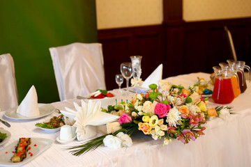 wedding table with flowers