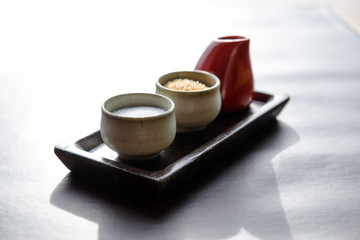 milk and sugar for hot tea