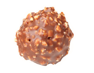 chocolate candies sweets with nuts isolated on white background