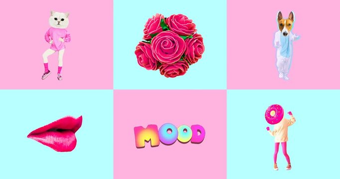 Minimal animatiom design. Gif set Candy Pink Vanilla mood. 