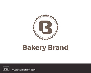 Bakery logo template. Letter B. Bite mark.