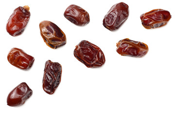 date fruit isolated on white background. top view