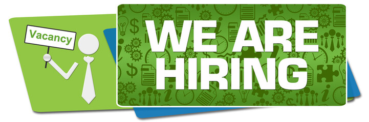 We Are Hiring Green Business Texture Blue Rounded Squares 