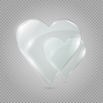 Glass heart on a transparent background, illustration.