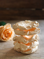 Obraz na płótnie Canvas meringue dessert is sweet. copy space. top