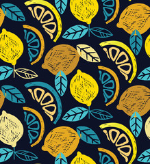 Citrus lemon lime doodle pattern background