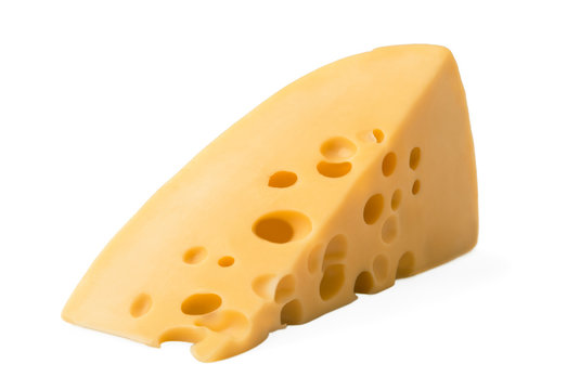 Piece  cheese isolated on a white background 