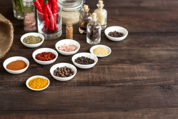 Obraz na płótnie Canvas spices (aromatic blend). copy space. top