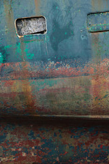 Carcasse de vieux bateau, texture bois et rouille