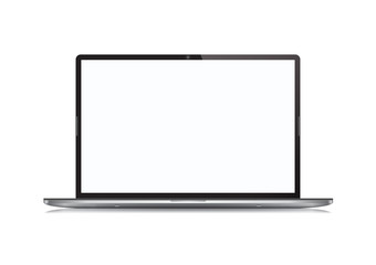 Realistic laptop computer notebook with empty screen on white background vector illustration