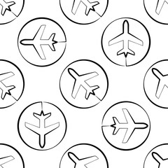 Airplane Icon Seamless Pattern