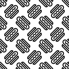 Hot Dog Icon Seamless Pattern