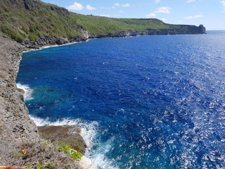 Scenic coastal view at the Suicide Cliff on Tinian, Northern Mariana Islands  