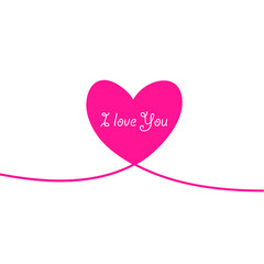 Outline Valentines day for Design, Website, Background, Banner. Heart Silhouette for greeting card or Premium flyer. Best gift. Valentines card with line heart and I Love You phrase. Vector