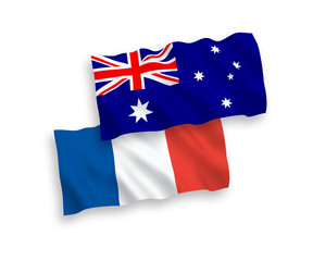 Flags of France and Australia on a white background