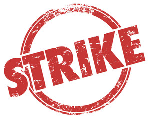 Strike Hit Stop Work Stamp Word Illustration - obrazy, fototapety, plakaty