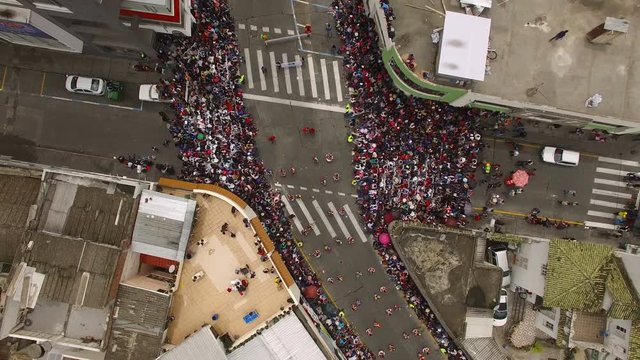 Aerial Footage of  2017 Carnival Celebration in Ambato, Ecuador