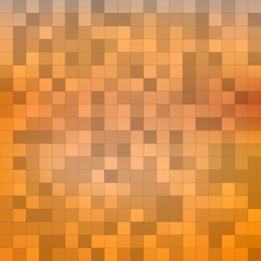 Orange geometric background with small squares. Bright Pixel mosaic.