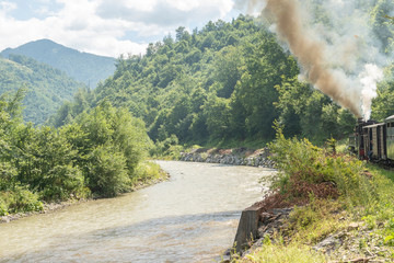 July 4, 2018 - Mocanita Steam Train in Vaser Valley, Bucovina, Romania