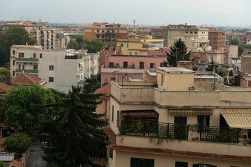 Fototapeta na wymiar Panorama of Rome rooftops
